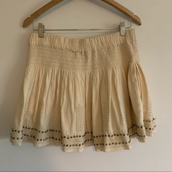 Isabel Marant Étoile Ecru Cotton Alea Embroidered Studded Mini Skirt, 44 - Picture 8 of 16